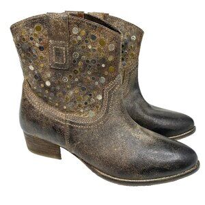 Diba True Boots Womens Size 9.5 FLYING SOLO Studded Ankle Western Pull On Cowboy
